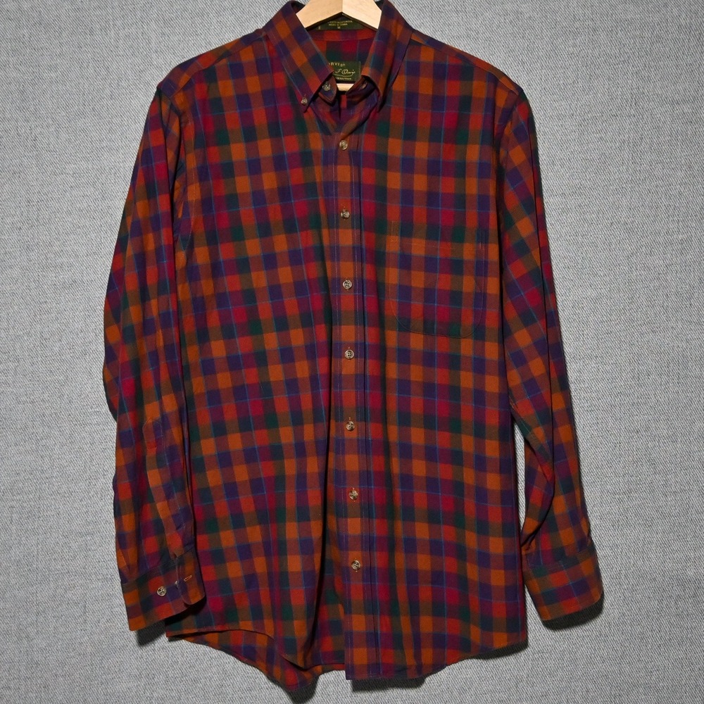 Orvis Button Down Shirt Mens Cotton Wool Plaid Flannel M Multi-Color